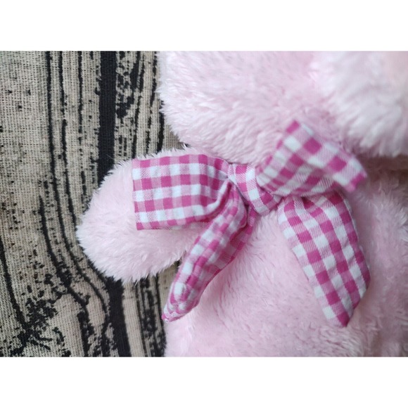 Pink Pig Plush Stuffed Animal Gingham Bow 2019 Animal Adventure 9” New - Picture 3 of 6